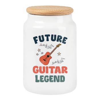 Future Guitar Legend - Boîte à biscuits avec couvercle en bois - blanc - Devant