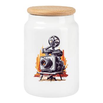 Fotograf - Keksdose mit Holzdeckel - Weiß - Vorne