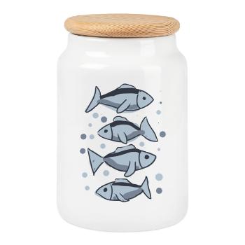 Pisces - Cookie Jar with Wooden Lid - white - Front