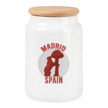 Madrid, Spanien - Keksdose mit Holzdeckel - Weiß - Vorne