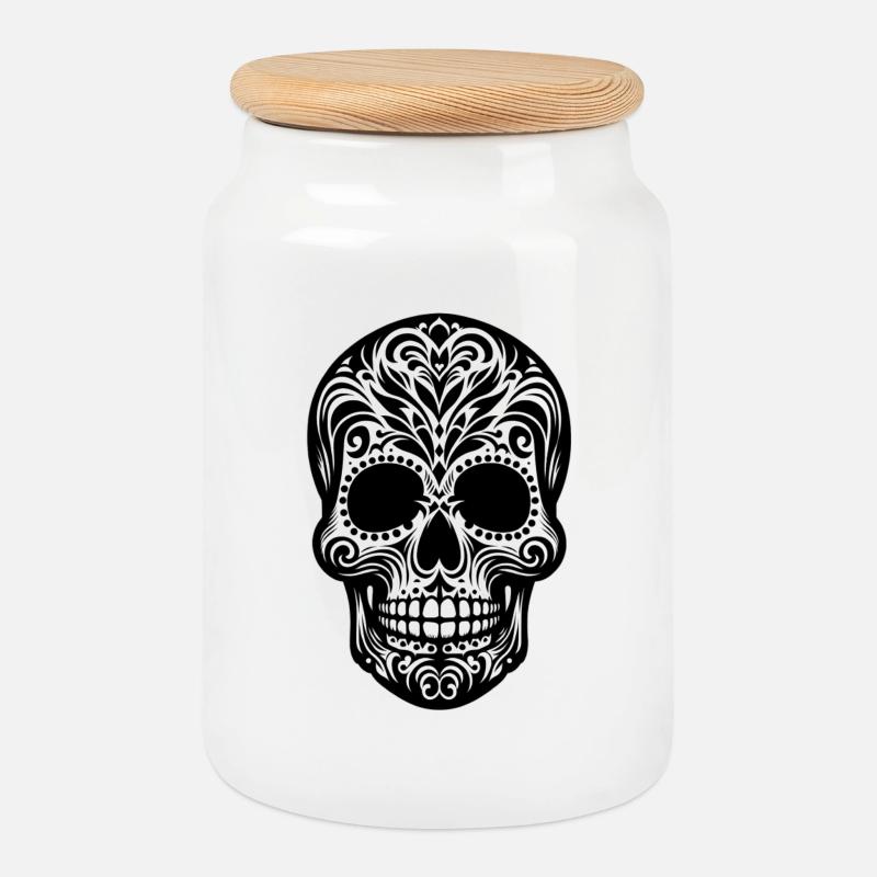 Santa Muerte - Keksdose mit Holzdeckel - Weiß