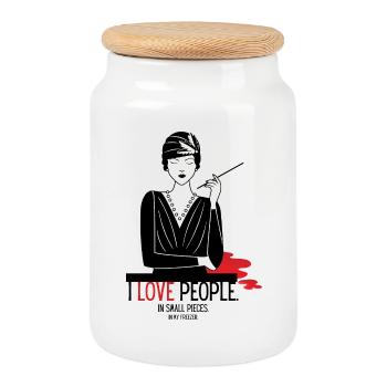 Philanthropy - Cookie Jar with Wooden Lid - white - Front