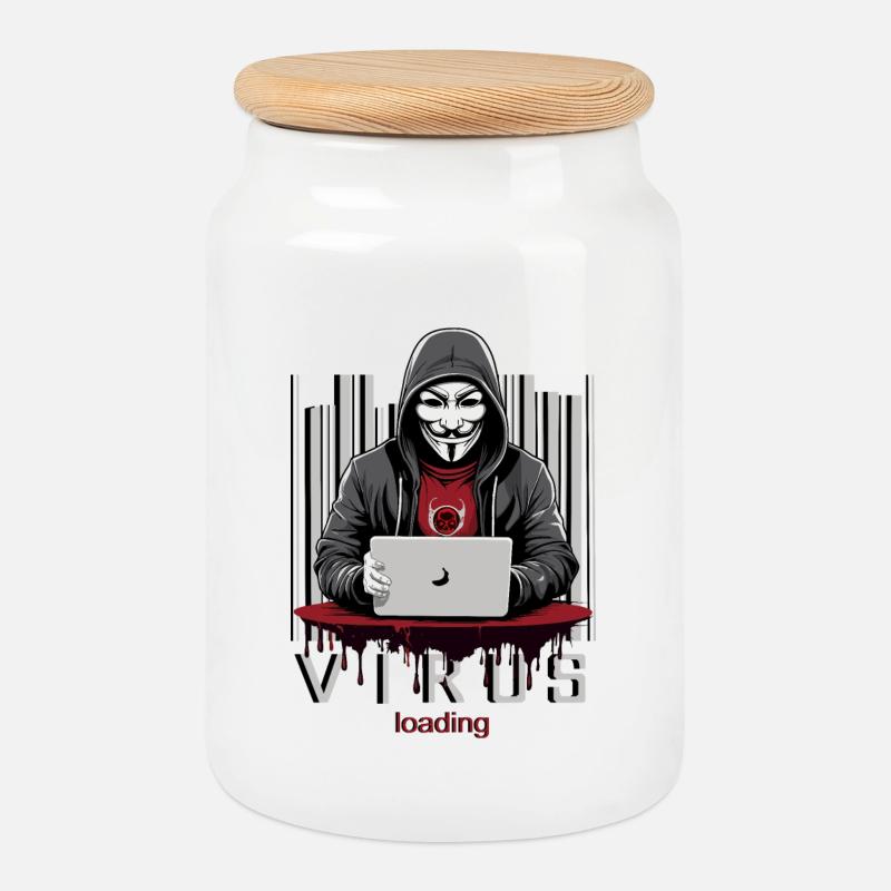 Anonymous Hacker - Keksdose mit Holzdeckel - Weiß