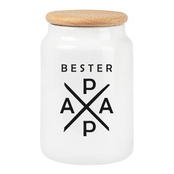 papa bester papa - Keksdose mit Holzdeckel - Weiß - Vorne
