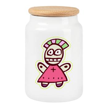 Doll Punk Voodoo Cute and Freaky Symbol - Cookie Jar with Wooden Lid - white - Front