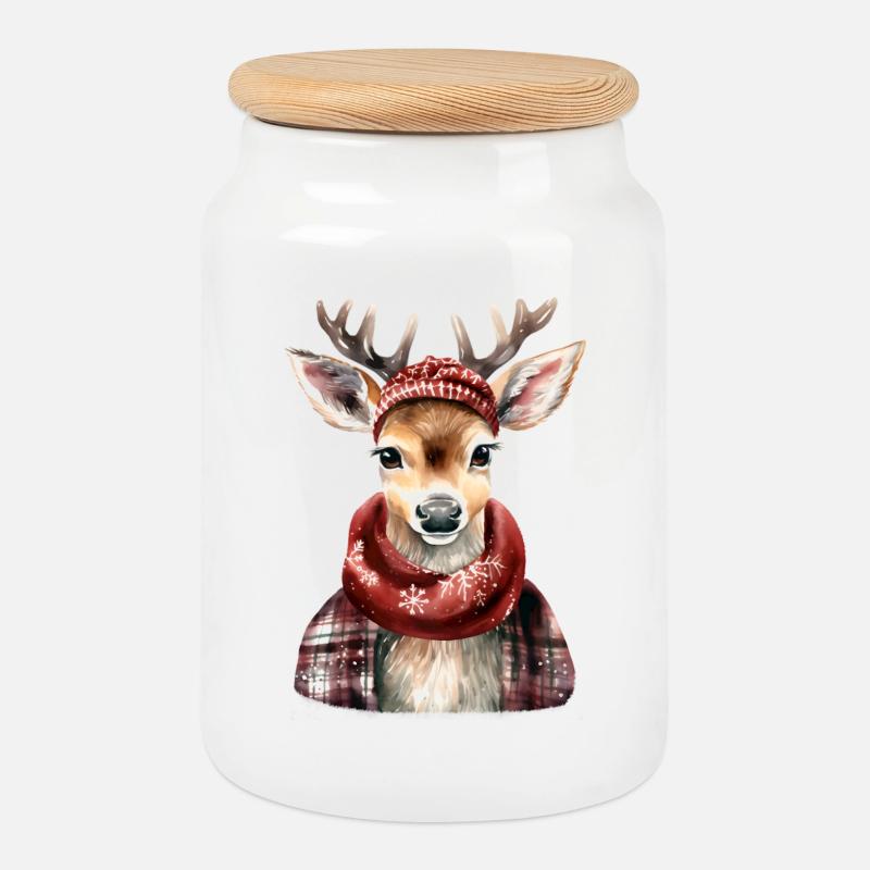 oh deer! - Keksdose mit Holzdeckel - Weiß
