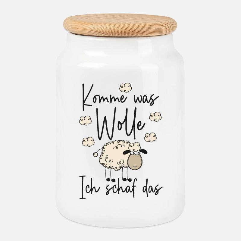 Komme was Wolle Ich schaf das - Motivation Schafe - Keksdose mit Holzdeckel - Weiß