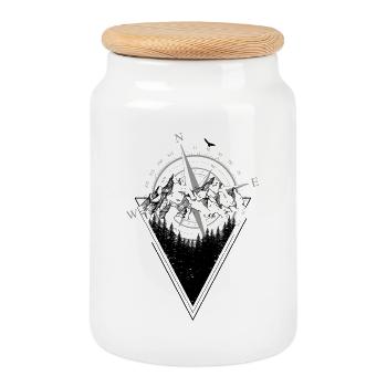 Boussole météorée Carte grunge - Boîte à biscuits avec couvercle en bois - blanc - Devant