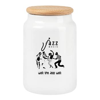 Notes de jazz à la silhouette minimaliste - Boîte à biscuits avec couvercle en bois - blanc - Devant