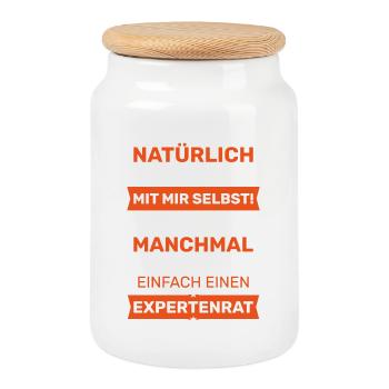 Natürlich rede ich mit mir selbst! Expertenrat. - Keksdose mit Holzdeckel - Weiß - Vorne