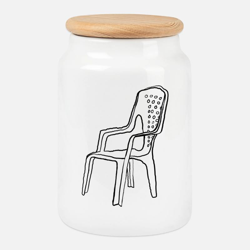 Monoblock Minimalist Doodle Stuhl Illustration - Keksdose mit Holzdeckel - Weiß
