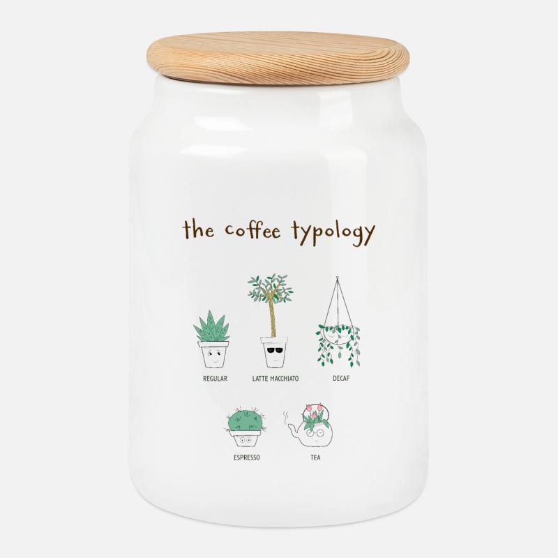 Kaffee Typologie - Keksdose mit Holzdeckel - Weiß