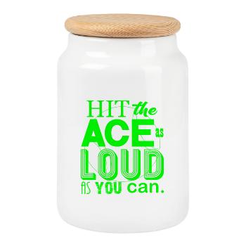 Hit the Ace as loud as you can neon Tennis Design - Keksdose mit Holzdeckel - Weiß - Vorne