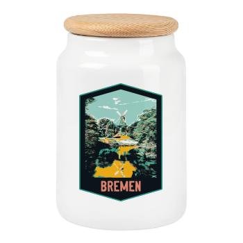 Bremen, Deutschland, Alte Windmühle Illustration - Keksdose mit Holzdeckel - Weiß - Vorne