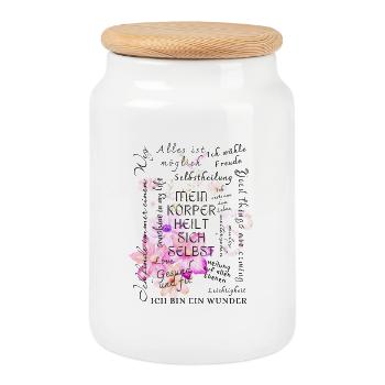 Healing Recovery Motivation - Cookie Jar with Wooden Lid - white - Front