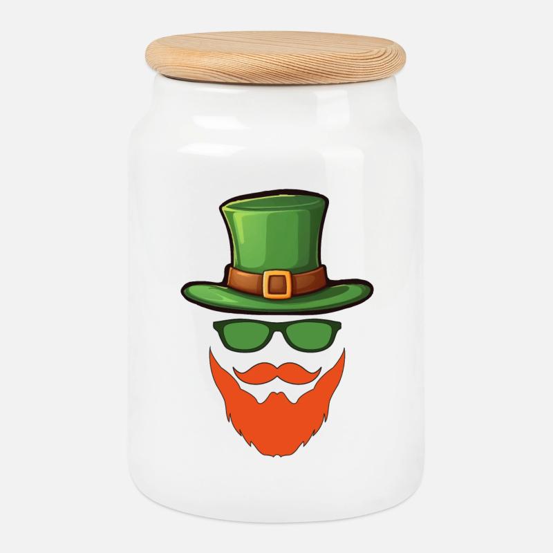 St. Patrick's Day - Keksdose mit Holzdeckel - Weiß