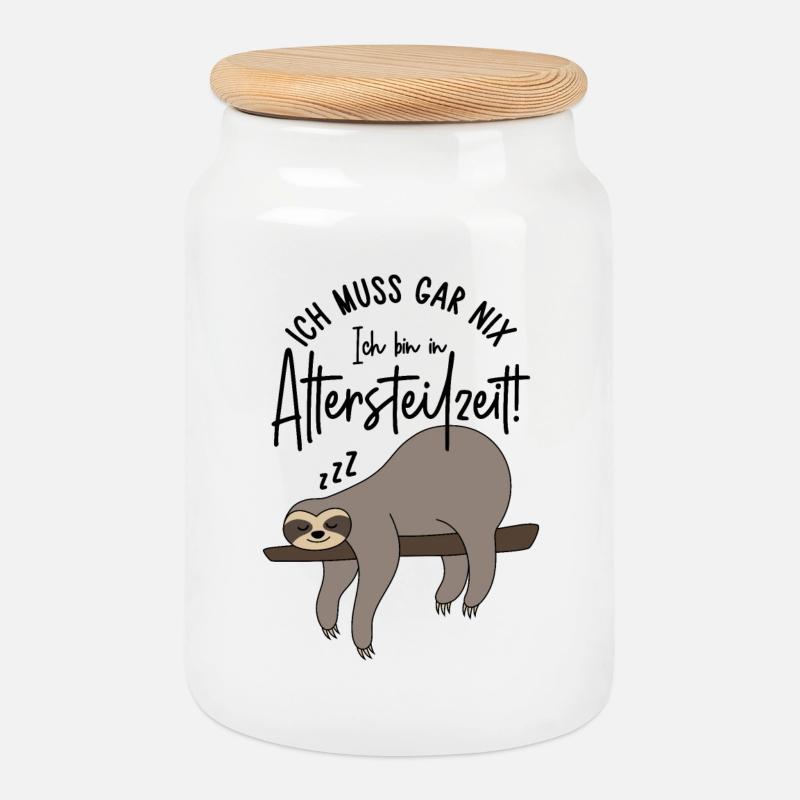 Ich muss gar nix Ich bin in Altersteilzeilzeit - Keksdose mit Holzdeckel - Weiß