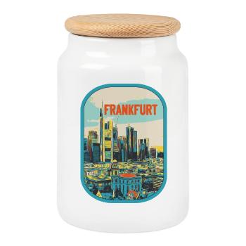 Frankfurt in Colour: Urban Illustration - Cookie Jar with Wooden Lid - white - Front