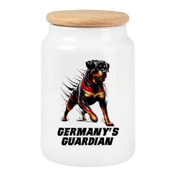 Rottweiler dogs Germany design - Cookie Jar with Wooden Lid - white - Front