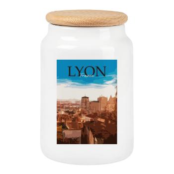 Lyon - Boîte à biscuits avec couvercle en bois - blanc - Devant