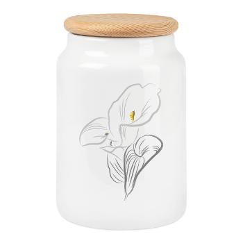 CALLA JAUNE-GRIS - Boîte à biscuits avec couvercle en bois - blanc - Devant