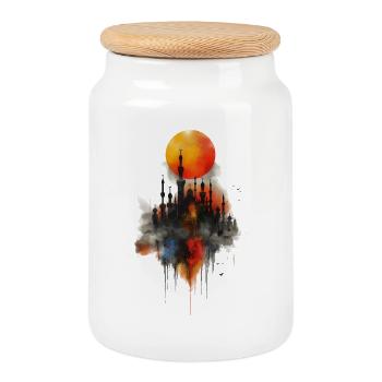 Sunrise Masjid Transparent - Cookie Jar with Wooden Lid - white - Front