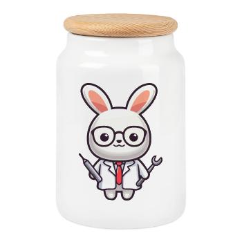Doktor Bunny: Der Karottenpfleger - Keksdose mit Holzdeckel - Weiß - Vorne