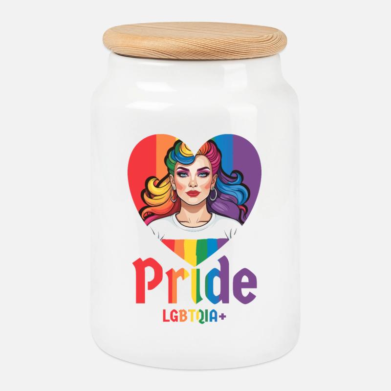 LGBT Stolz - Keksdose mit Holzdeckel - Weiß