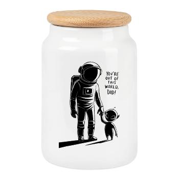 Tu es hors de ce monde, papa - Boîte à biscuits avec couvercle en bois - blanc - Devant