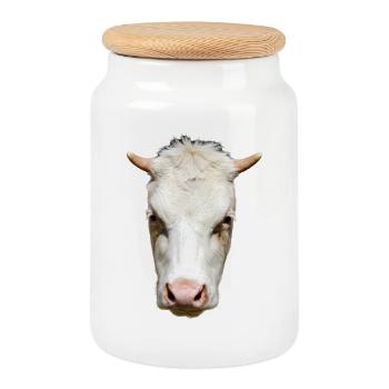 drôle vache tête de vache cadeau fermier - Boîte à biscuits avec couvercle en bois - blanc - Devant
