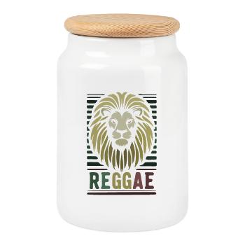 reggae music conquering lion - Boîte à biscuits avec couvercle en bois - blanc - Devant