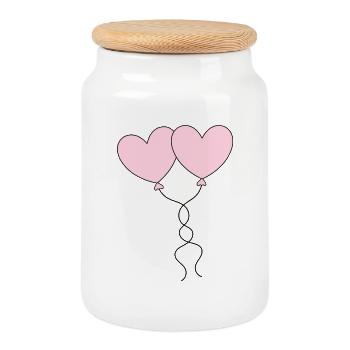 rosarotes Herz Herz rosa Geschenk Valentinstag - Keksdose mit Holzdeckel - Weiß - Vorne