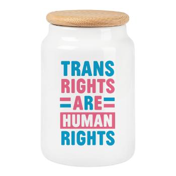 Mois de la fierté LGBTQ - Les droits des trans sont des droits de la personne - Boîte à biscuits avec couvercle en bois - blanc - Devant