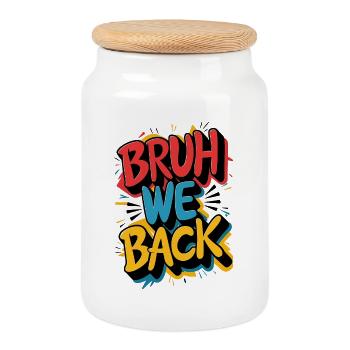Conception de texte de retour gay - Boîte à biscuits avec couvercle en bois - blanc - Devant