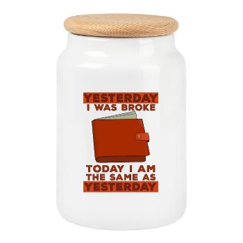 Hier j’étais fauché Aujourd’hui je suis comme avant - Boîte à biscuits avec couvercle en bois - blanc - Devant