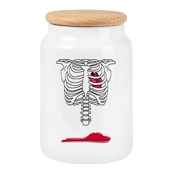 Rib cage with heart and pool of blood - Cookie Jar with Wooden Lid - white - Front
