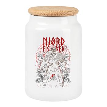 Njørd Fisker - Viking - red - Keksdose mit Holzdeckel - Weiß - Vorne