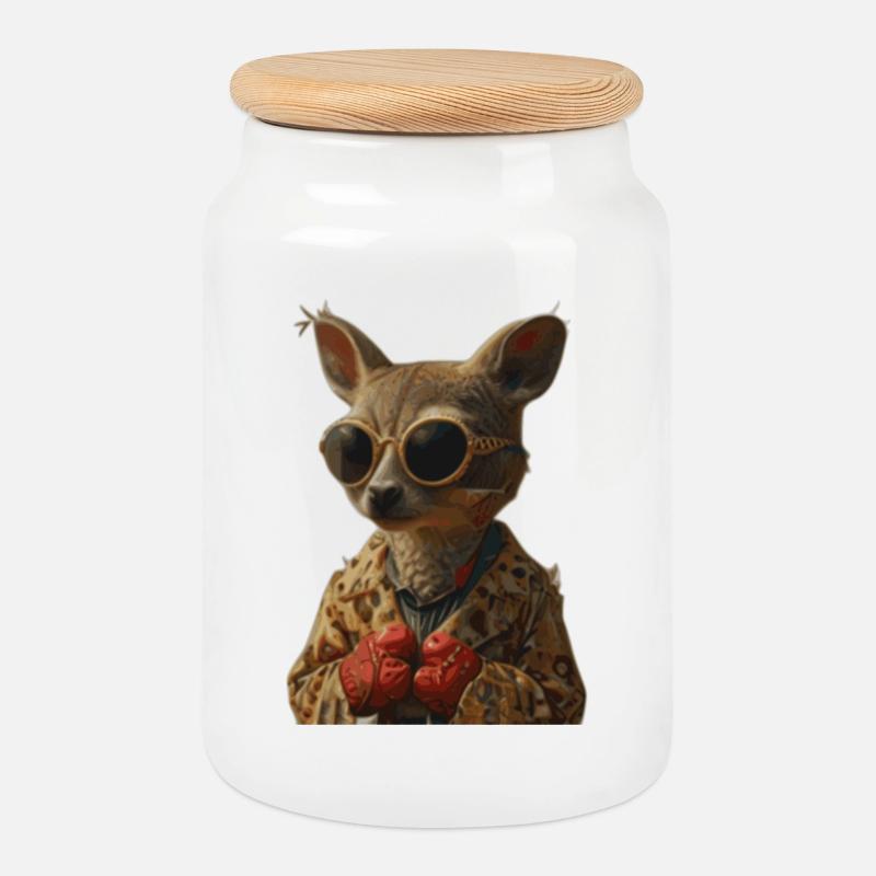 Kangaroo1 - Keksdose mit Holzdeckel - Weiß