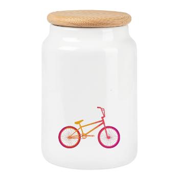 Bike Revolution Yoga Motivierendes Design - Keksdose mit Holzdeckel - Weiß - Vorne