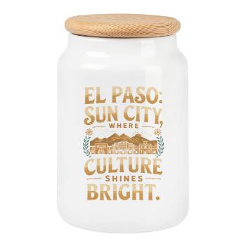 EL PASO : UNE VILLE ENSOLEILLÉE OÙ LA CULTURE BRILLE - Boîte à biscuits avec couvercle en bois - blanc - Devant