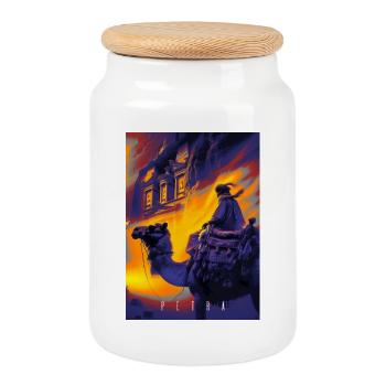 Petra Bedouin - Cookie Jar with Wooden Lid - white - Front