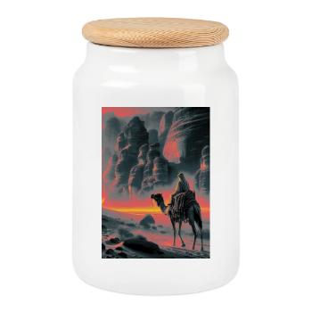 Désert du Wadi Rum - Boîte à biscuits avec couvercle en bois - blanc - Devant