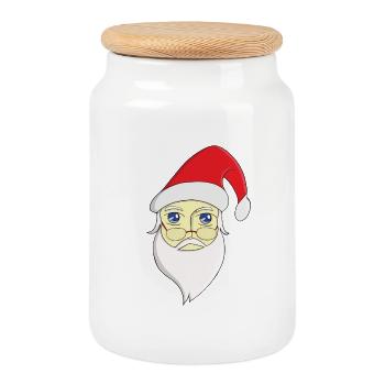 Frohe Weihnachten Weihnachtsmann - Keksdose mit Holzdeckel - Weiß - Vorne