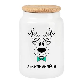 BONNE ANNEE. MEILLEURS VOEUX. SAINT SYLVESTRE - Boîte à biscuits avec couvercle en bois - blanc - Devant
