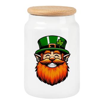 Leprechaun irlandais Irlande - Boîte à biscuits avec couvercle en bois - blanc - Devant