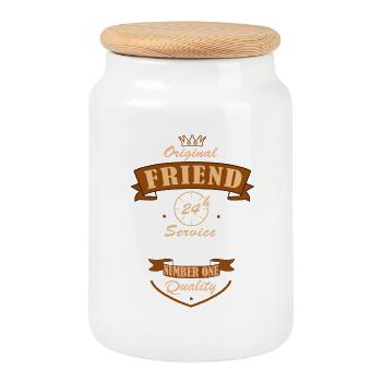 Friend Friend the real one who is there - Cookie Jar with Wooden Lid - white - Front