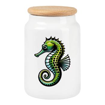 Hippocampe - Boîte à biscuits avec couvercle en bois - blanc - Devant