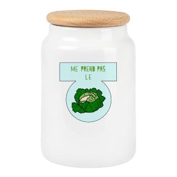 Me prend pas le chou - Boîte à biscuits avec couvercle en bois - blanc - Devant