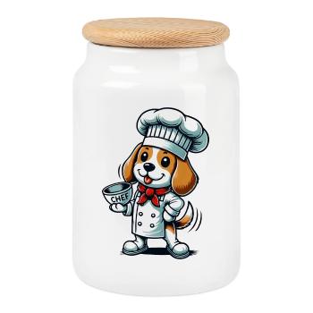 Beagle Cook - Boîte à biscuits avec couvercle en bois - blanc - Devant