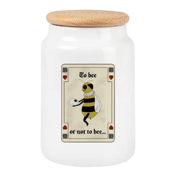 Être ou ne pas être - Boîte à biscuits avec couvercle en bois - blanc - Devant